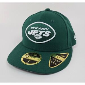 New Era New York Jets 59FIFTY Fitted Hat Cap Green White Logo Size 7 New
